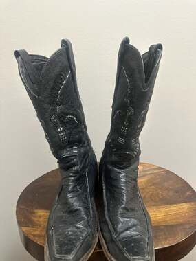 CUADRA Ostrich‎ Leather Western Cowgirl Boots B8